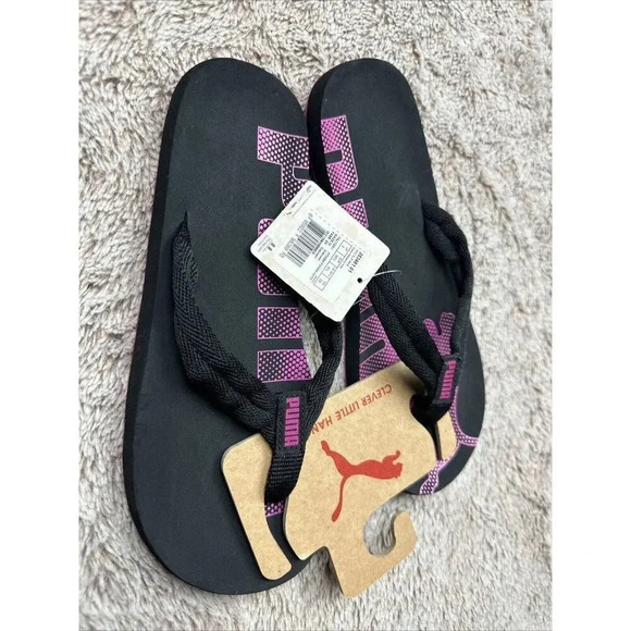 Puma Women’s Black Raspberry Rose Epic Flip Flops Size 5.5 - Picture 4 of 14